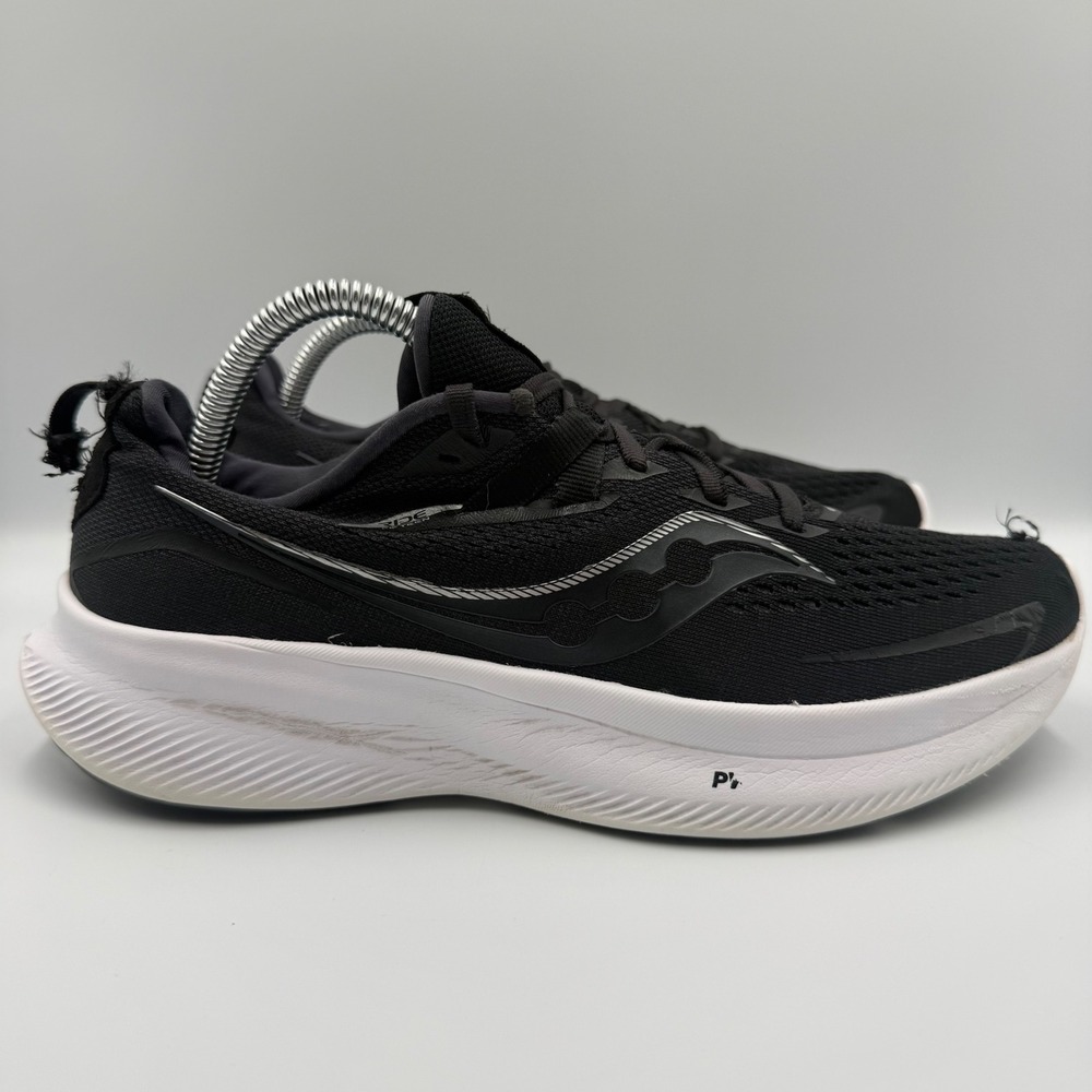 Saucony Ride 15 Womens Size 9 Black White Running Shoes Mesh PWRRUN S10729-05